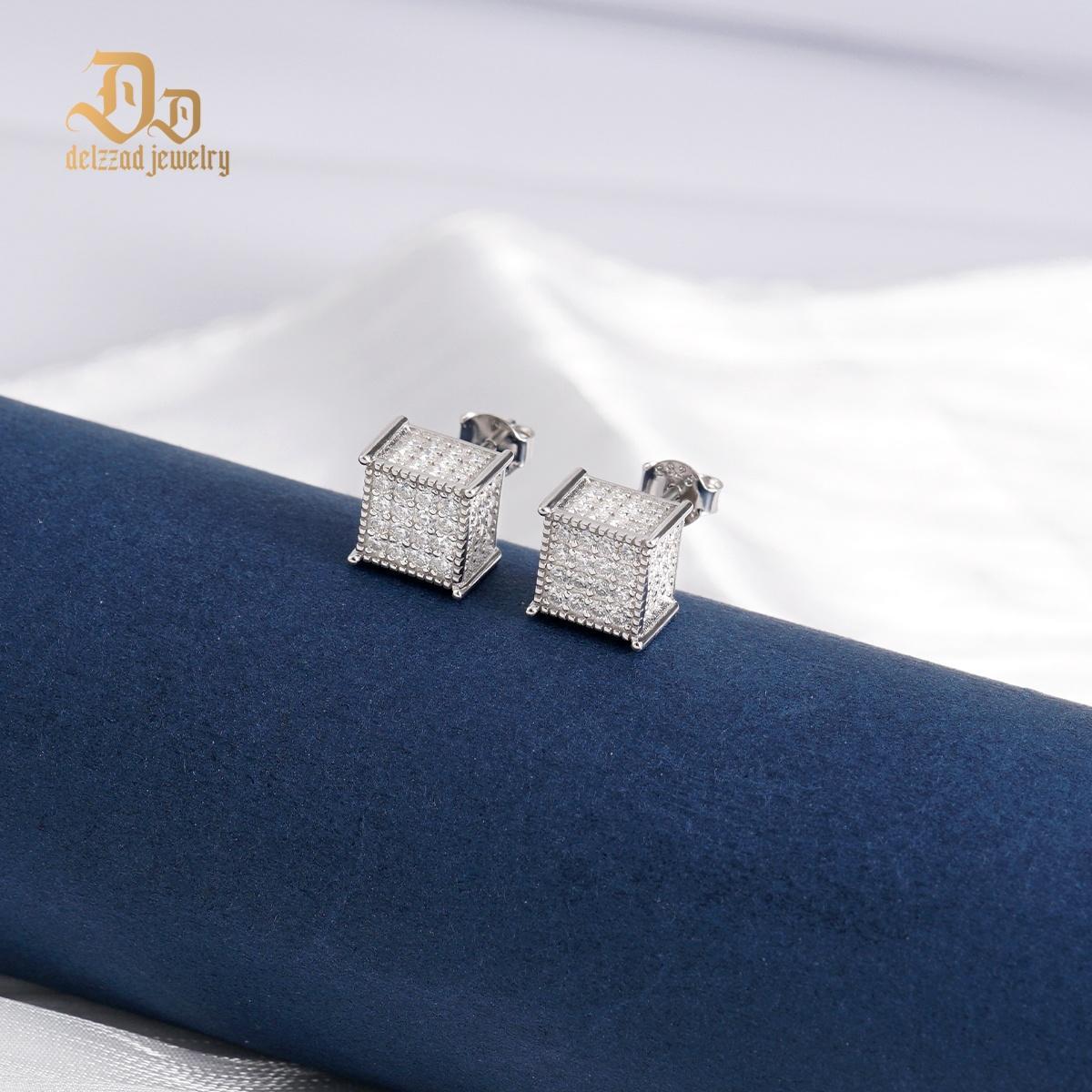 1.7ct Round Hip Hop Iced Out Cubic Earrings D Color Synthetic Moissanite S925 Stud Unisex Earrings