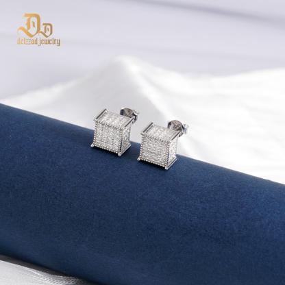 1.7ct Round Hip Hop Iced Out Cubic Earrings D Color Synthetic Moissanite S925 Stud Unisex Earrings