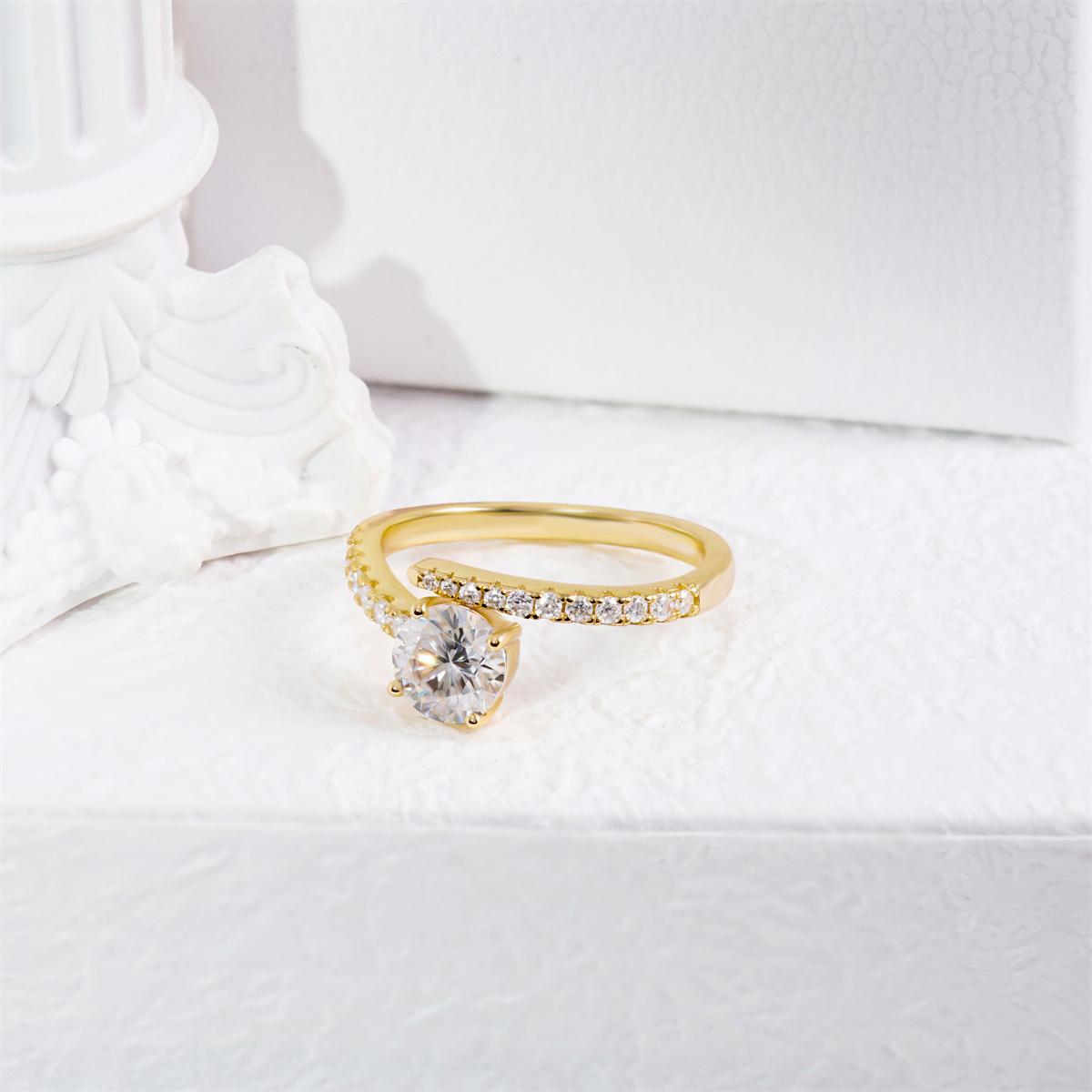 Delzzad 1.2ct Engagement Wrap Ring Synthetic Moissanite S925 Ring Band Jewelry Perfect Birthday Engagement Wedding Anniversary Gift for Women