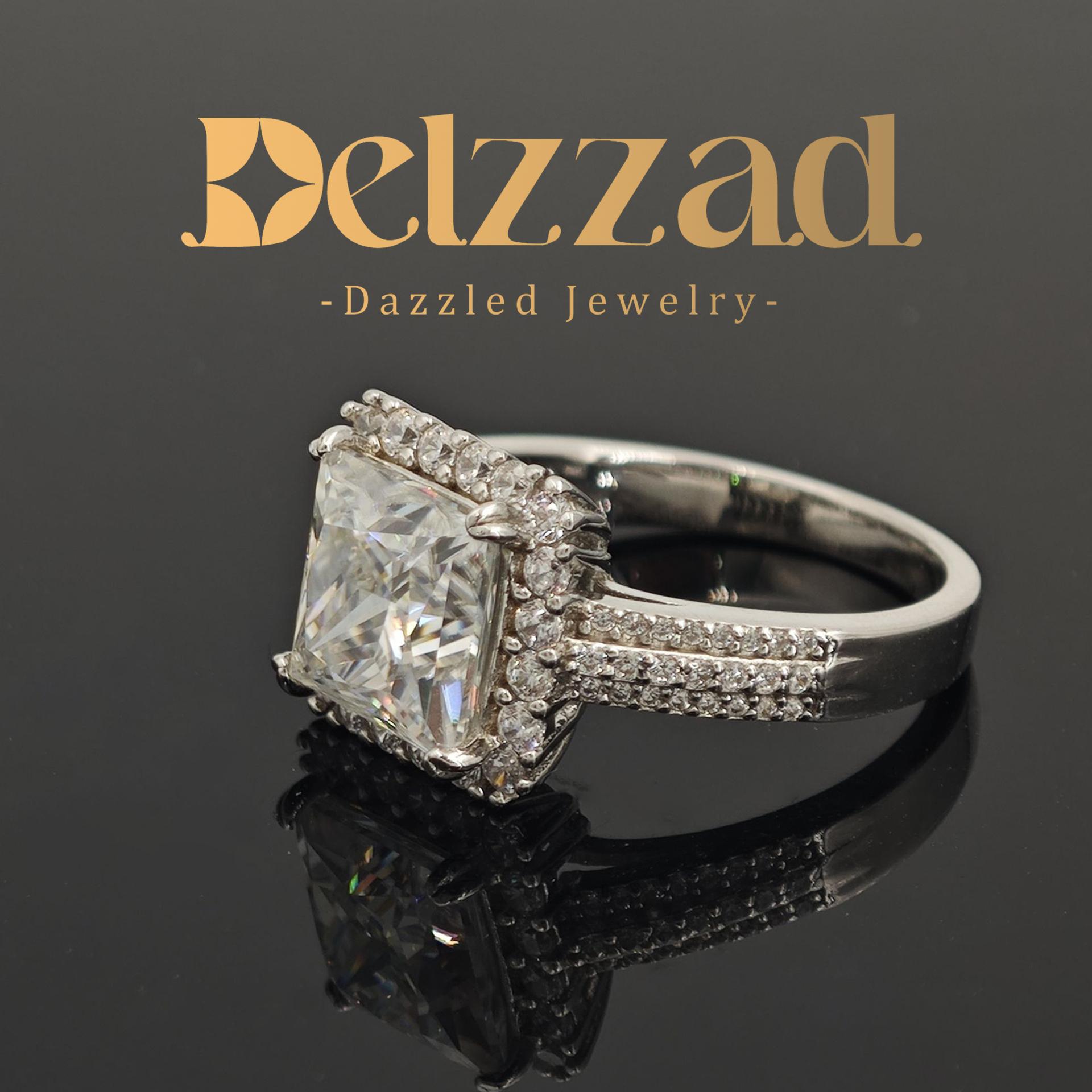 3ct S925 Princess Synthetic Moissanite Halo Ring