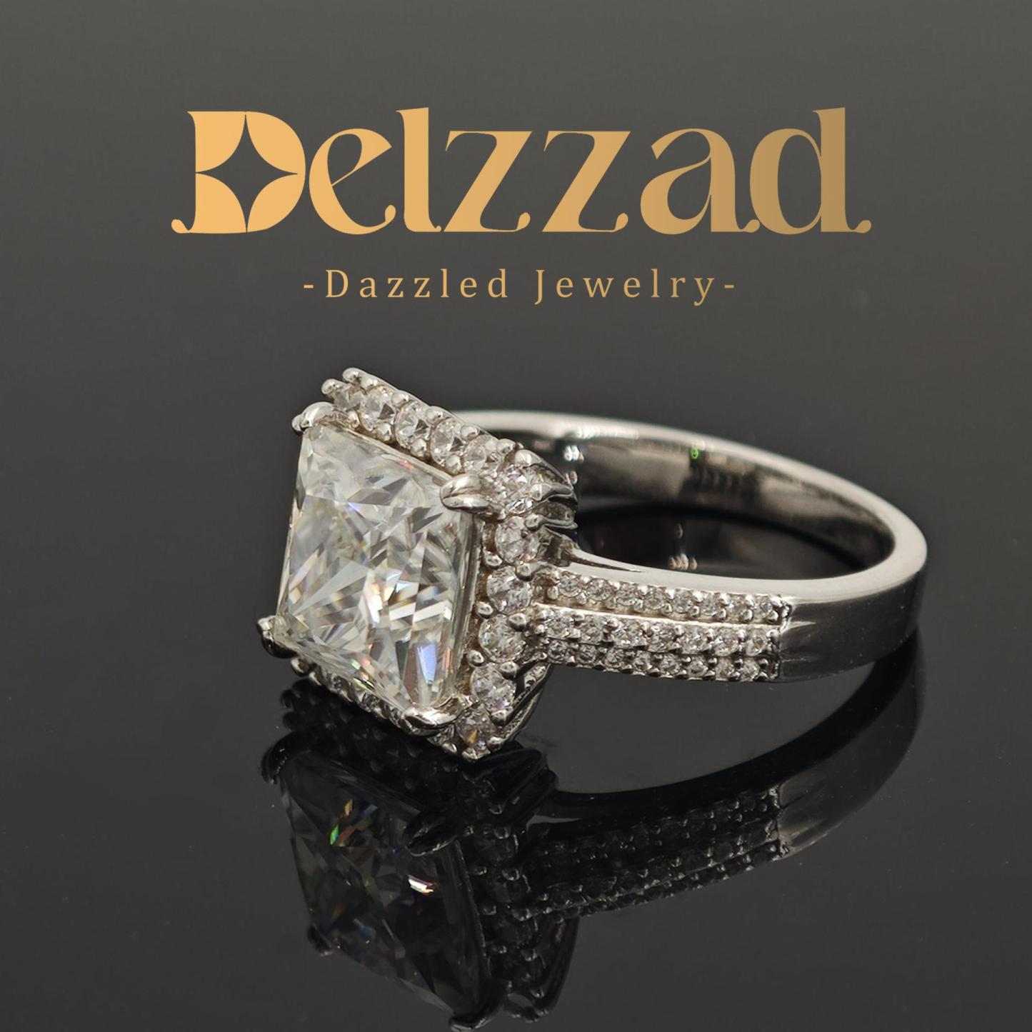 3ct S925 Princess Synthetic Moissanite Halo Ring
