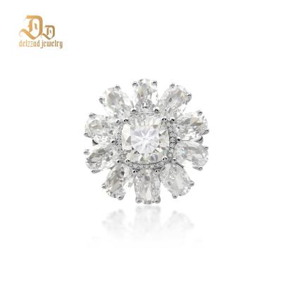 Delzzad 3.5ct Cushion Synthetic Moissanite Cocktail Ring In 925 Sterling Silver