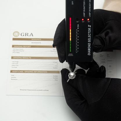 Delzzad 1ct High Setting Ring Round Synthetic Moissanite S925 Ring Band