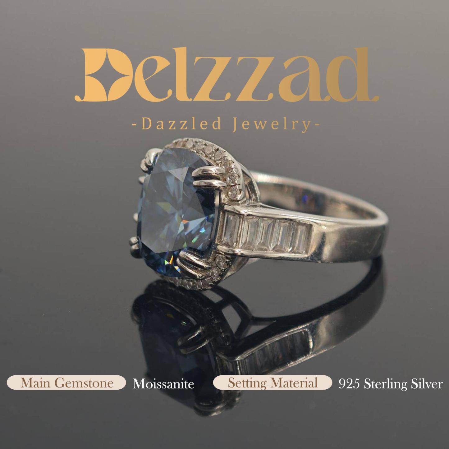 5ct Elongated Cushion Synthetic Moissanite Luxury Ring In 925 Sterling Silver