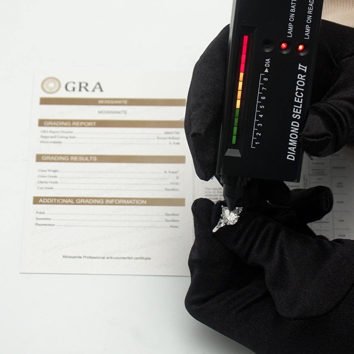 Delzzad 2ct Pear Synthetic Moissanite Three Stones Ring In 925 Sterling Silver