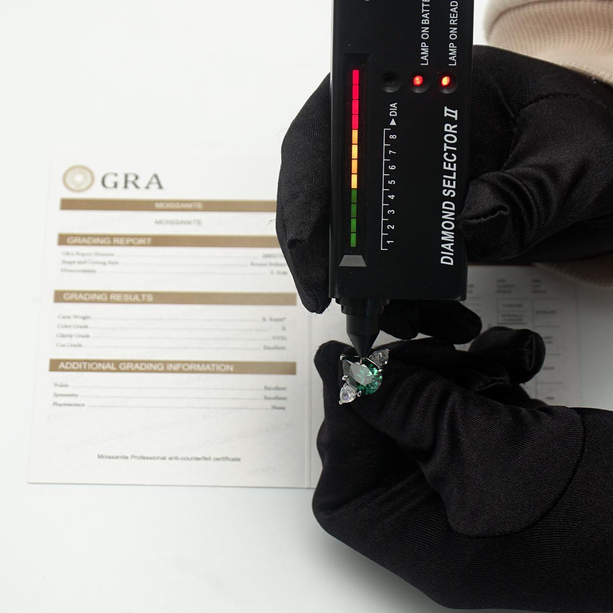 Delzzad 6ct Pear Synthetic Moissanite Three Stones Ring In 925 Sterling Silver