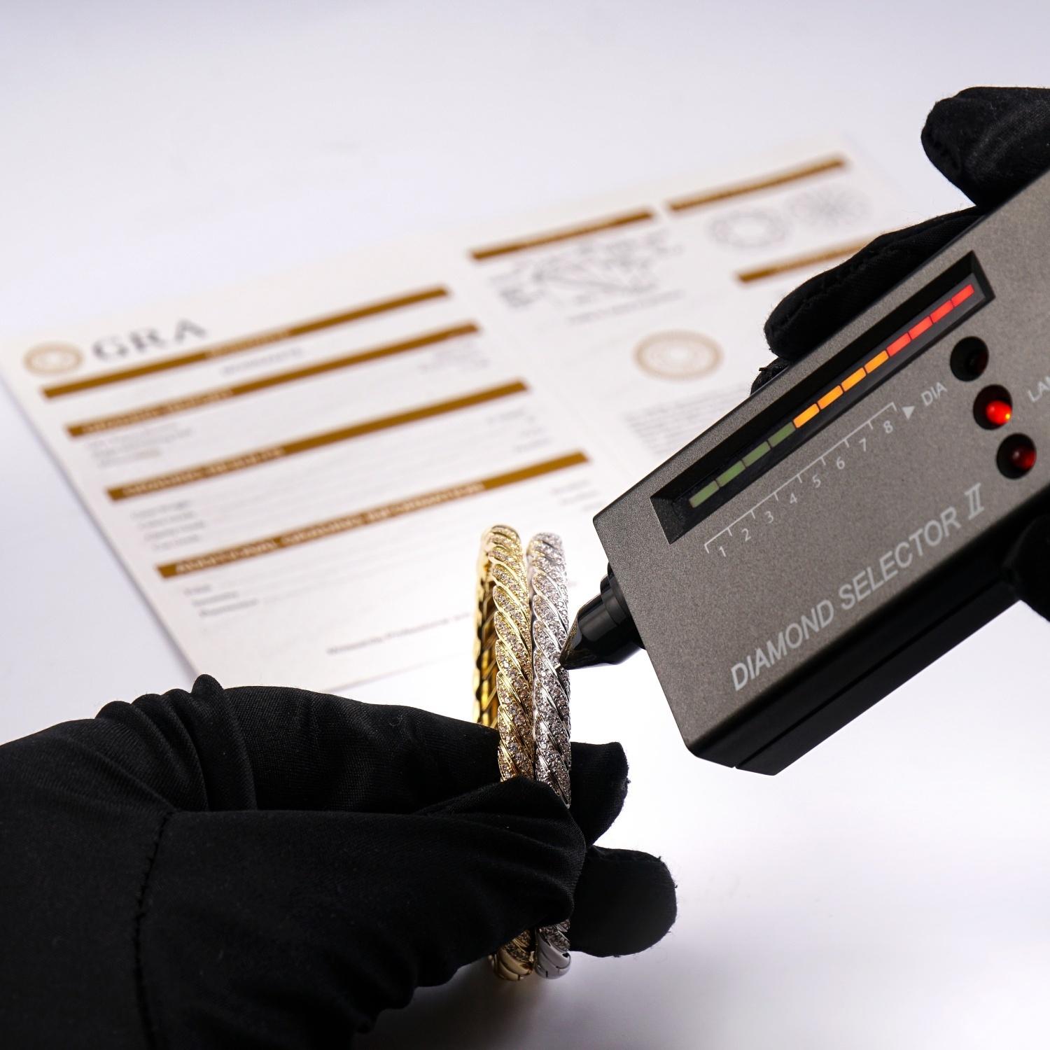 1.2ct Sculpted Cable Bangle Twisted Bangle Bracelet Synthetic Moissanite/Zirconia Bangle S925/Copper