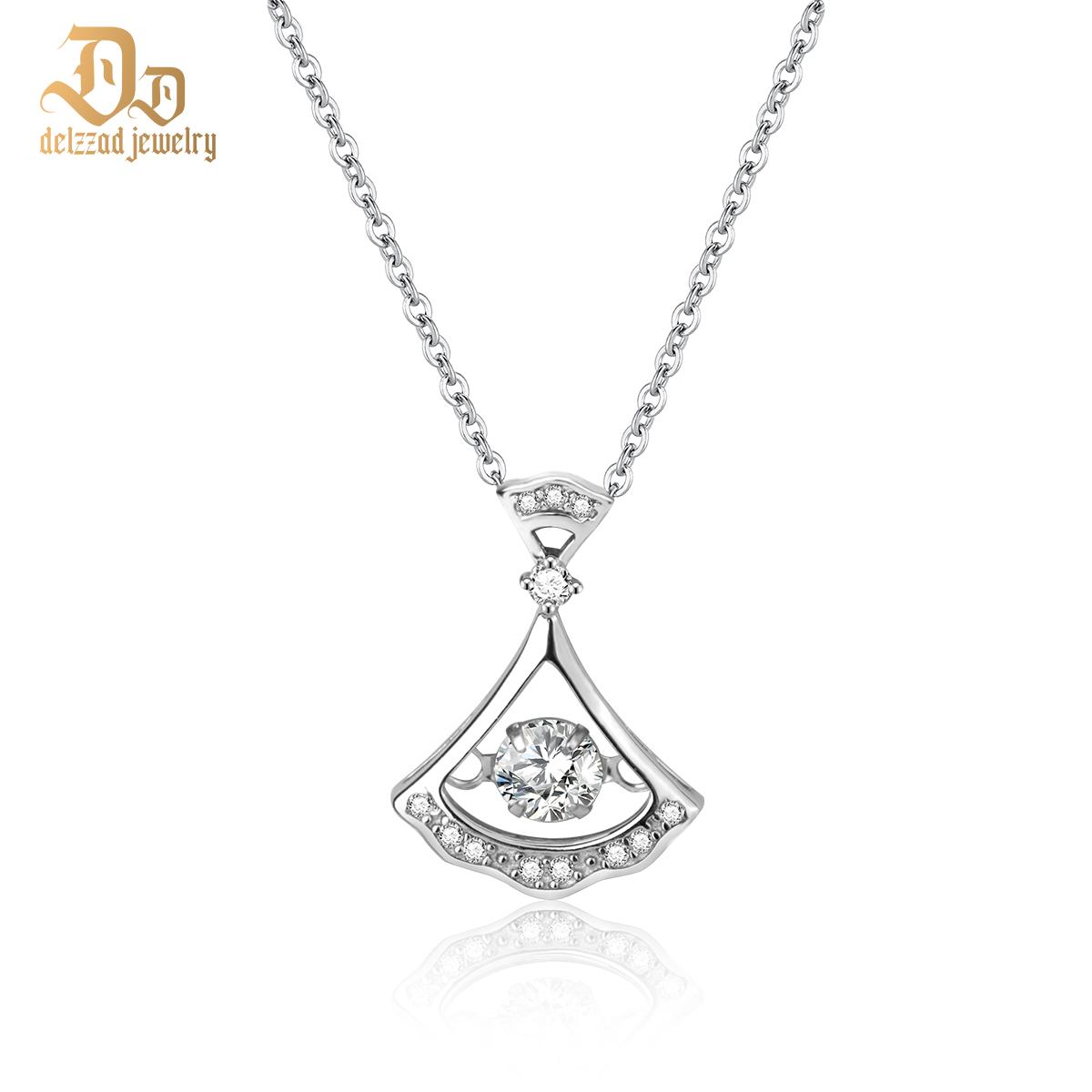 Delzzad S925 Synthetic Moissanite Diverse Sparkling Charm Necklace Pendant Valentine's Day Lover Gifts for Women