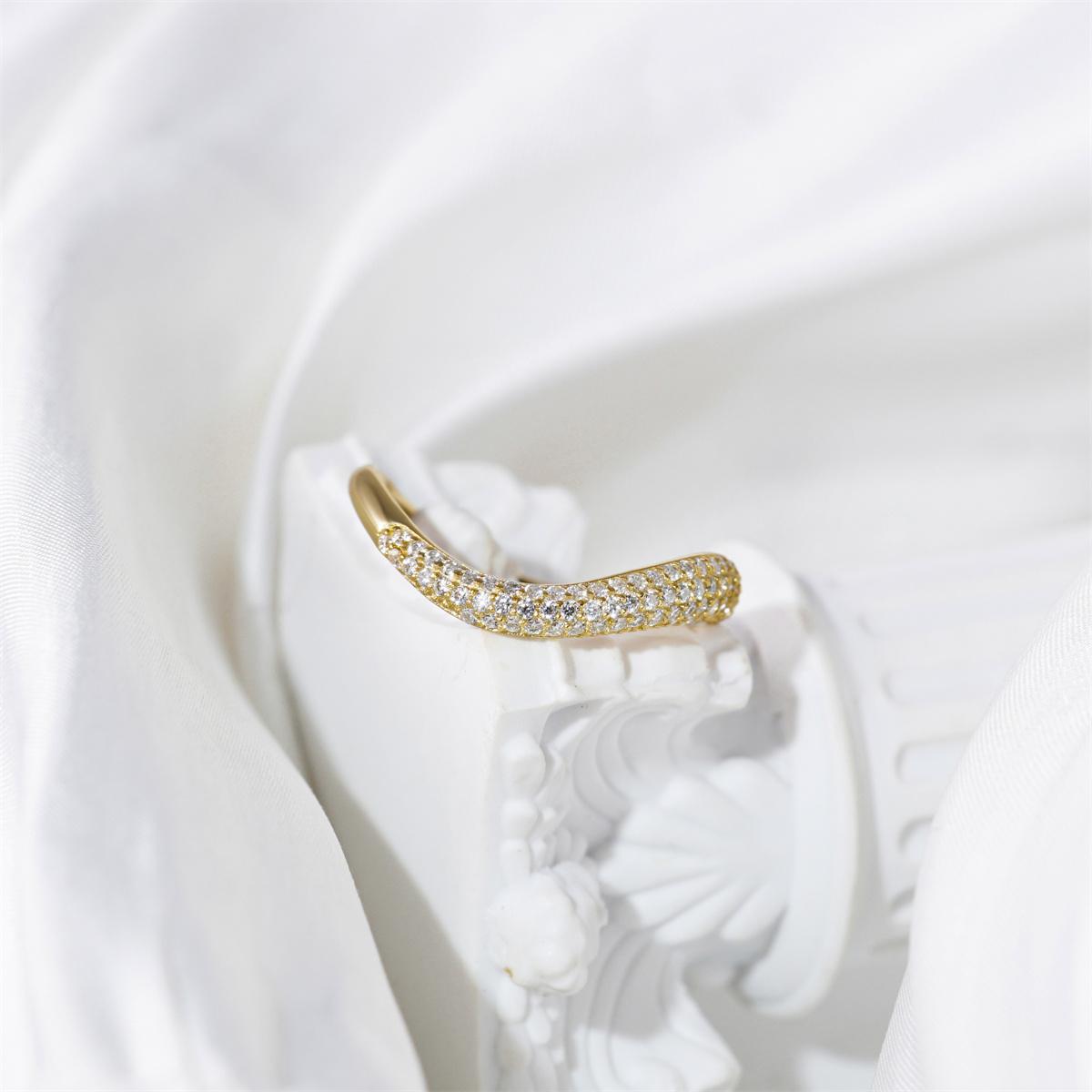Delzzad Stacking Bling Pear Wave Ring Synthetic Moissanite S925 Eternity Stacking Set Engagement Wedding Ring Band Set Jewelry