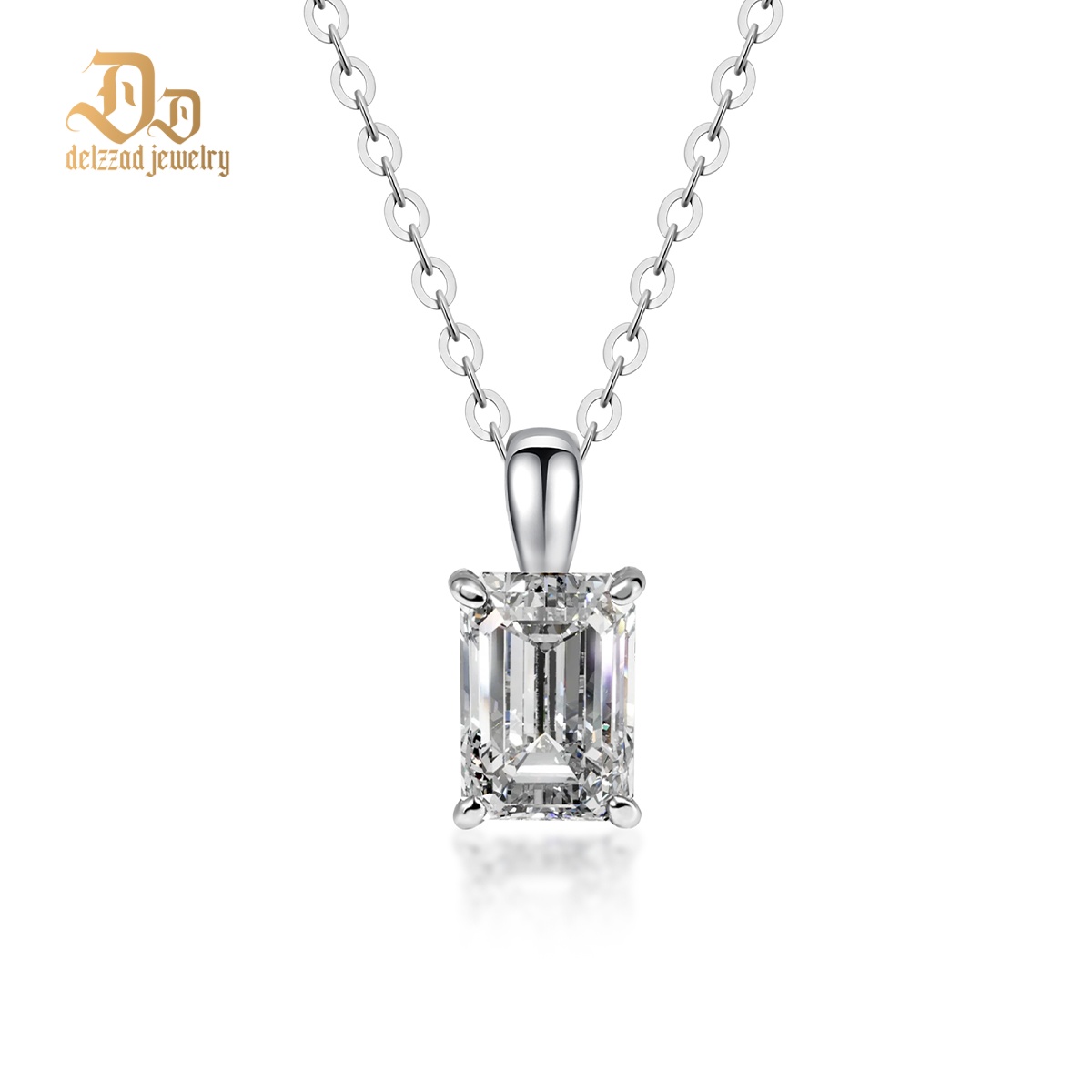 1ct Step Cut Solitaire Pendant VVS Synthetic Moissanite S925 Chain Women Timeless Necklace Gifts
