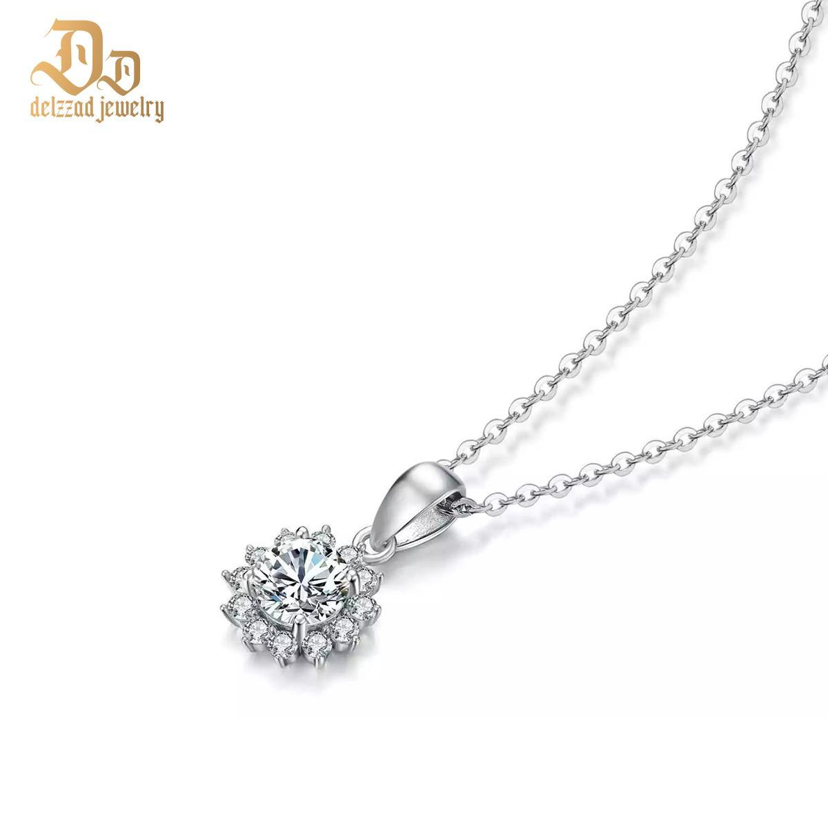 Delzzad S925 Synthetic Moissanite Diverse Sparkling Charm Necklace Pendant Valentine's Day Lover Gifts for Women