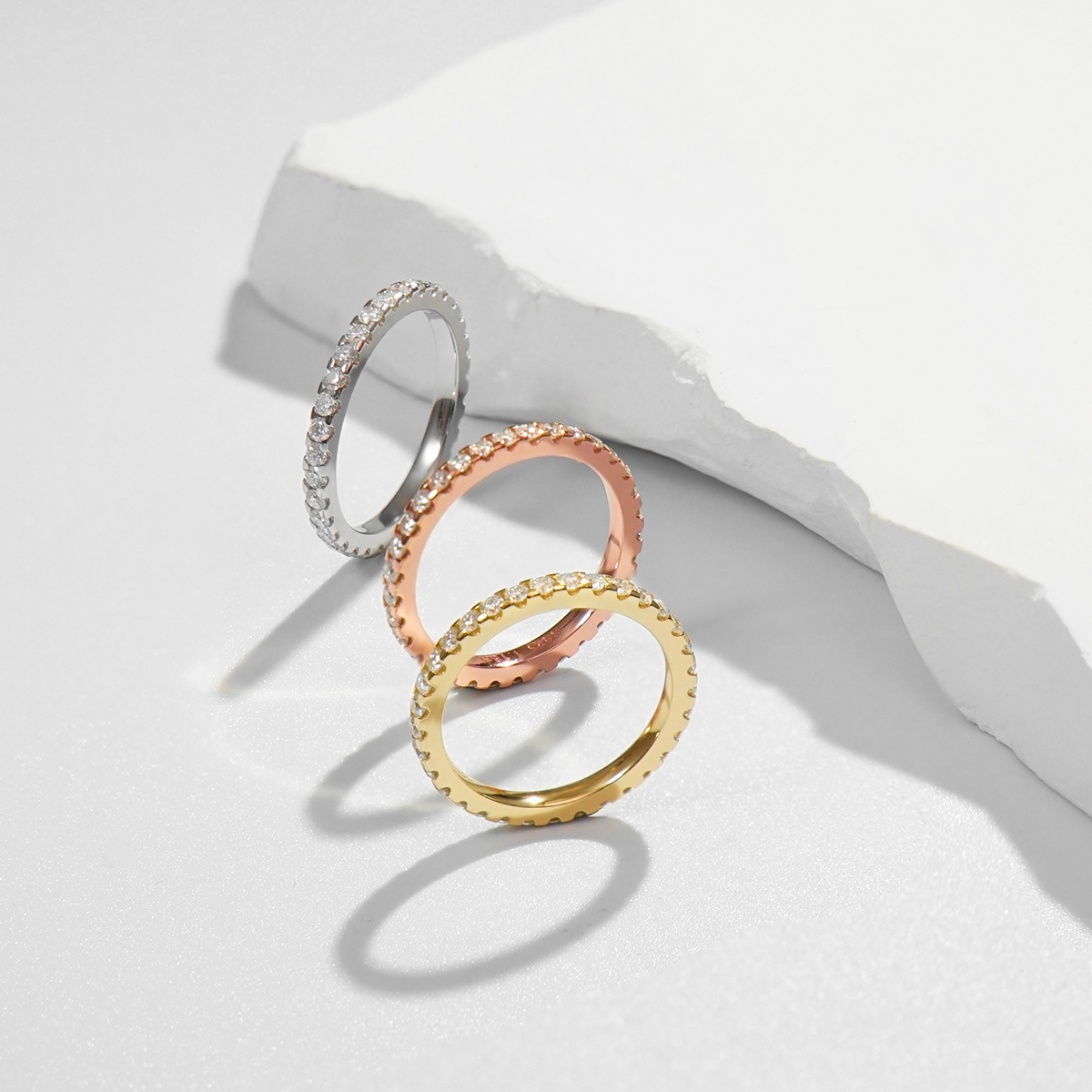 Eternity Ring Engagement Wedding Anniversary Band Ring VVS D Color Synthetic Moissanite & S925