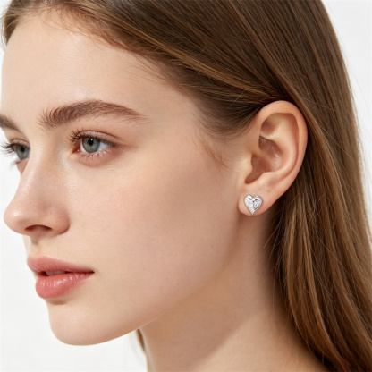 Delzzad Molten Love Stud Earrings Heart Earrings VVS Synthetic Moissanite Earrings Jewelry Copper Studs