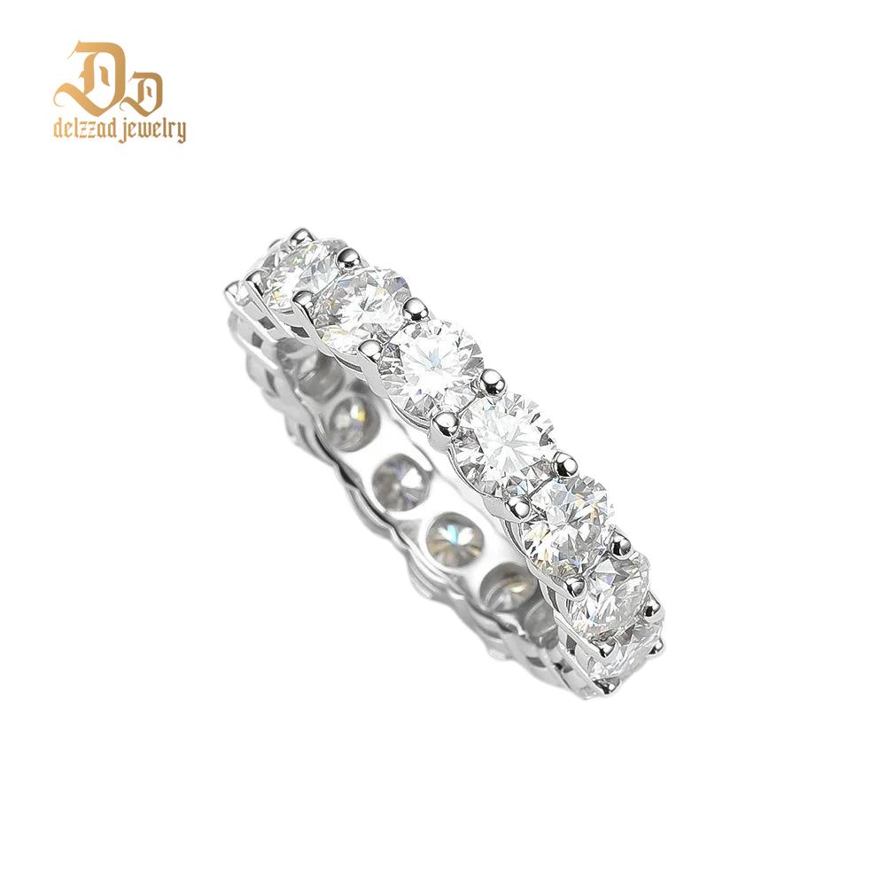 S925 Round VVS Synthetic Moissanite Prong Eternity Wedding Ring Band