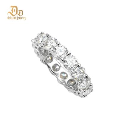 S925 Round VVS Synthetic Moissanite Prong Eternity Wedding Ring Band