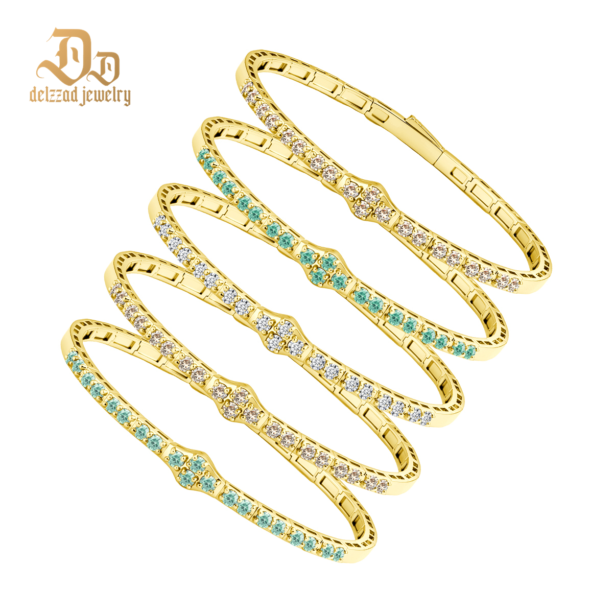2.8ct The Crest of Love Bangle Verdant Wave Bracelet VVS Synthetic Moissanite Bracelet Bangle Copper