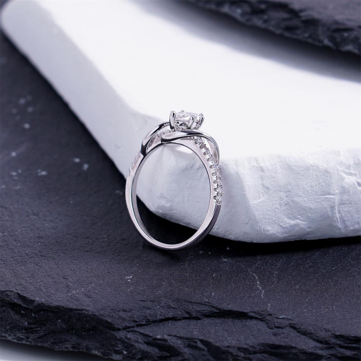 Delzzad 0.6ct Intertwined Fate Ring Wrapped in Love Band Ring Marquise Cut Engagement Ring VVS Synthetic Moissanite Ring Jewelry Copper Band