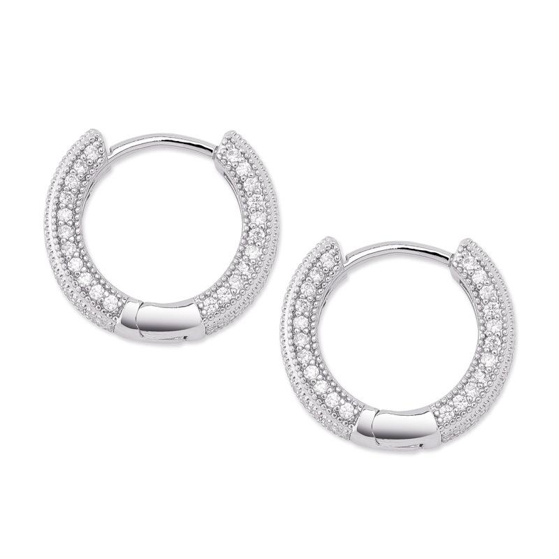 Delzzad S925 Round VVS Synthetic Moissanite Iced Hoop Earring Birthday Valentine's Day Gifts for Men Women