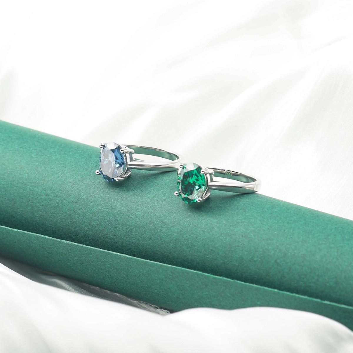 Delzzad 3ct Oval Synthetic Moissanite Solitaire Engagement Ring In 925 Sterling Silver