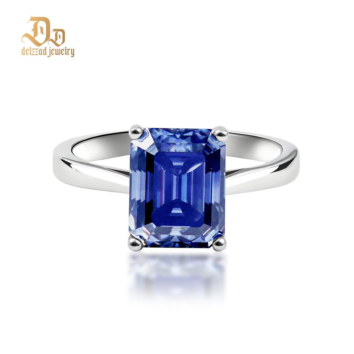 Delzzad 4ct Solitaire Prong Ring Octagon Synthetic Moissanite S925 Ring Band Jewelry Perfect Engagement Anniversary Gift for Men Women Wedding Set