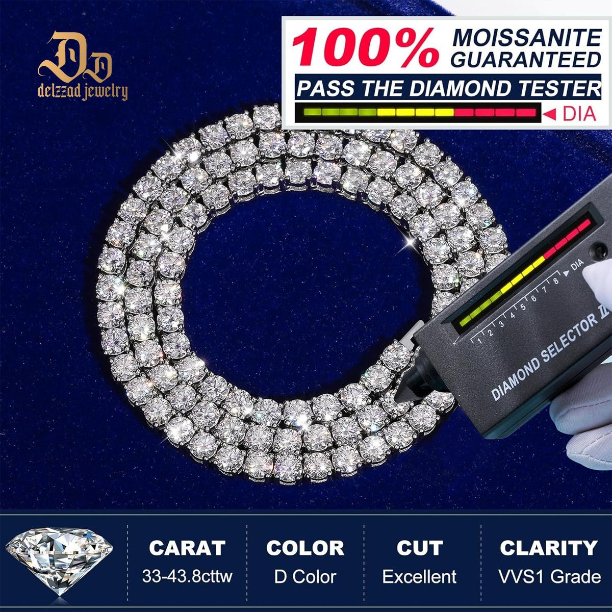 S925 Silver Hip Hop Synthetic Moissanite Tennis Chain