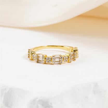 0.6ct Metropolitan Glow Ring Golden Cluster Half Eternity Stackable Ring Tiered Wedding Band VVS Synthetic Moissanite Ring Jewelry Copper Band
