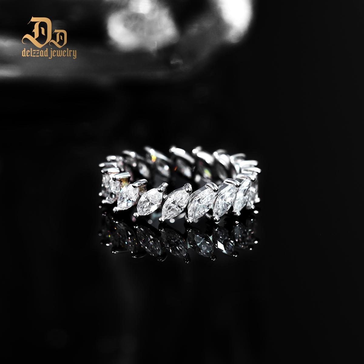 Delzzad S925 4.8ct Marquise Synthetic Moissanite Eternity Band