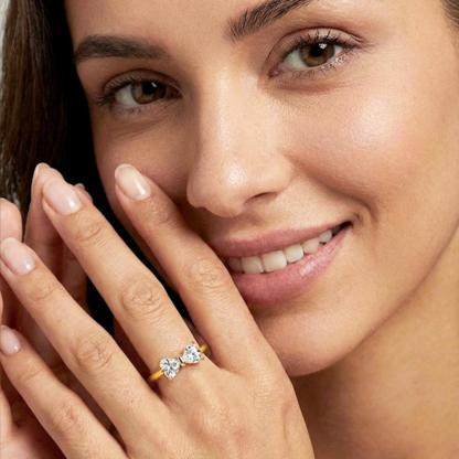 Delzzad 1.6ct Classic Heart Cut Ring Angelic Bow Ring D Color VVS Synthetic Moissanite Ring Jewelry S925 Band