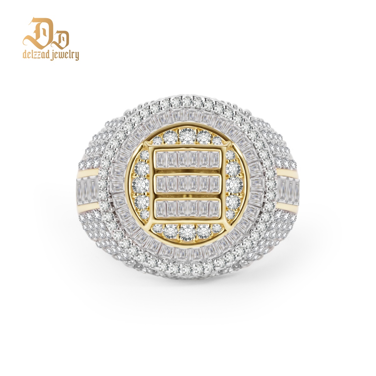 3ct The Sovereign Ring Glacier Band Unisex Fully Iced-out Hip Hop Ring VVS Synthetic Moissanite Ring Jewelry Copper Band