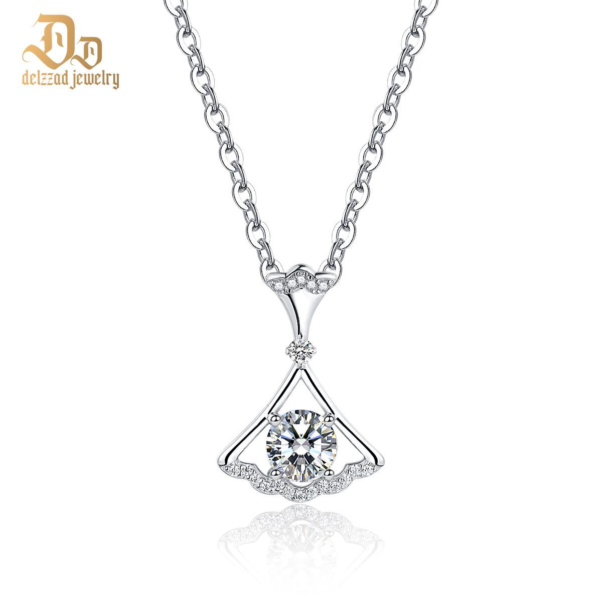 Delzzad S925 Synthetic Moissanite Diverse Sparkling Charm Necklace Pendant Valentine's Day Lover Gifts for Women