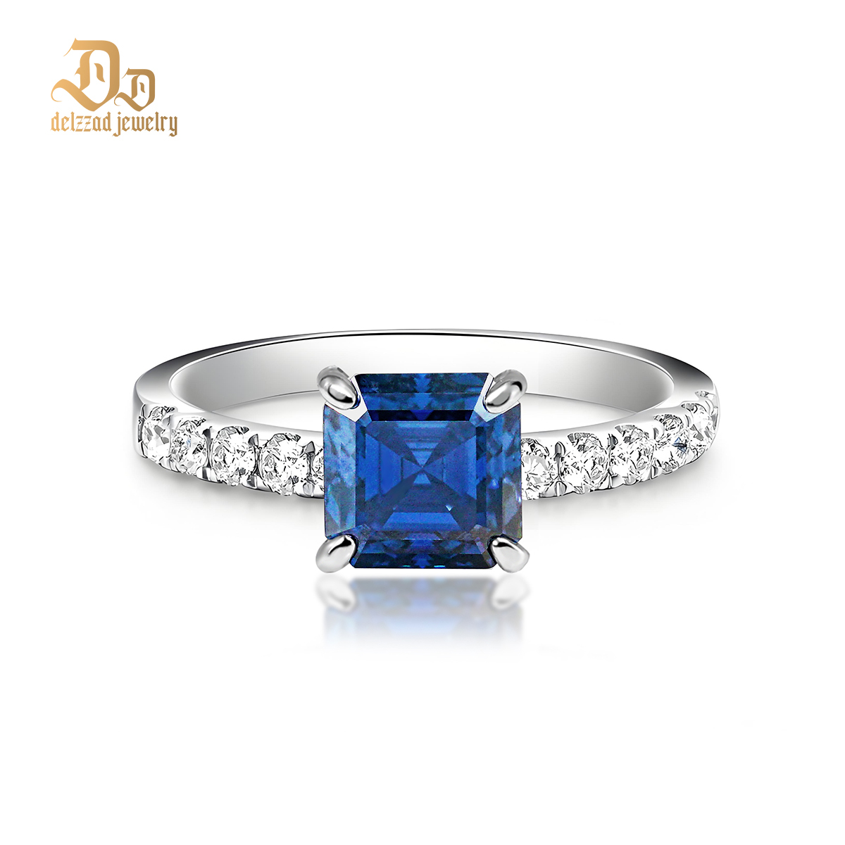 2ct Square Asscher Cut Synthetic Moissanite Solitaire Ring In 925 Sterling Silver