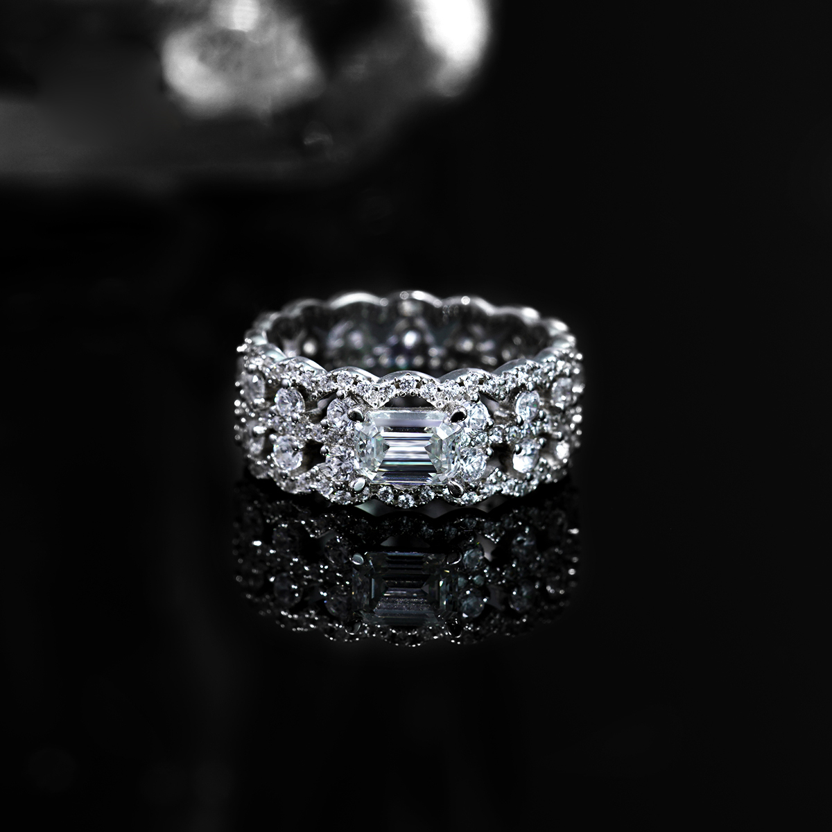 1ct Octagon Synthetic Moissanite Luxury Ring In 925 Sterling Silver