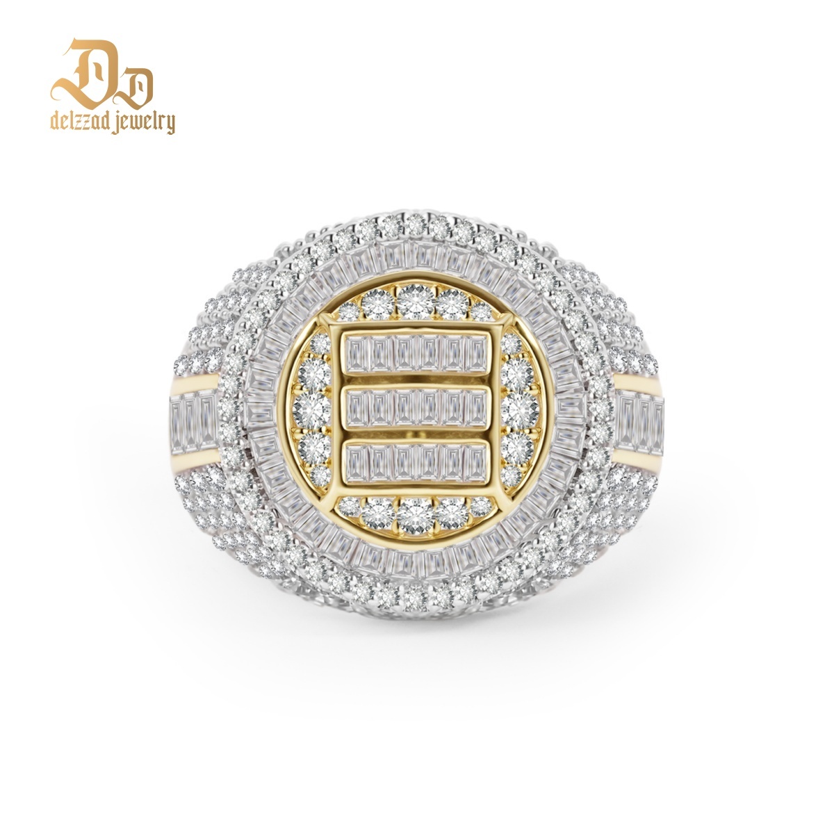 3ct The Sovereign Ring Glacier Band Unisex Fully Iced-out Hip Hop Ring VVS Synthetic Moissanite Ring Jewelry Copper Band