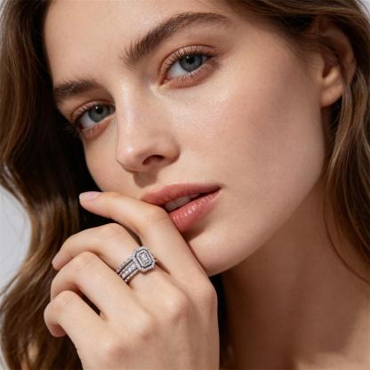 1.3ct Imperial Halo Band Theater Ring Heirloom Ring VVS Synthetic Moissanite Ring Jewelry Copper Band