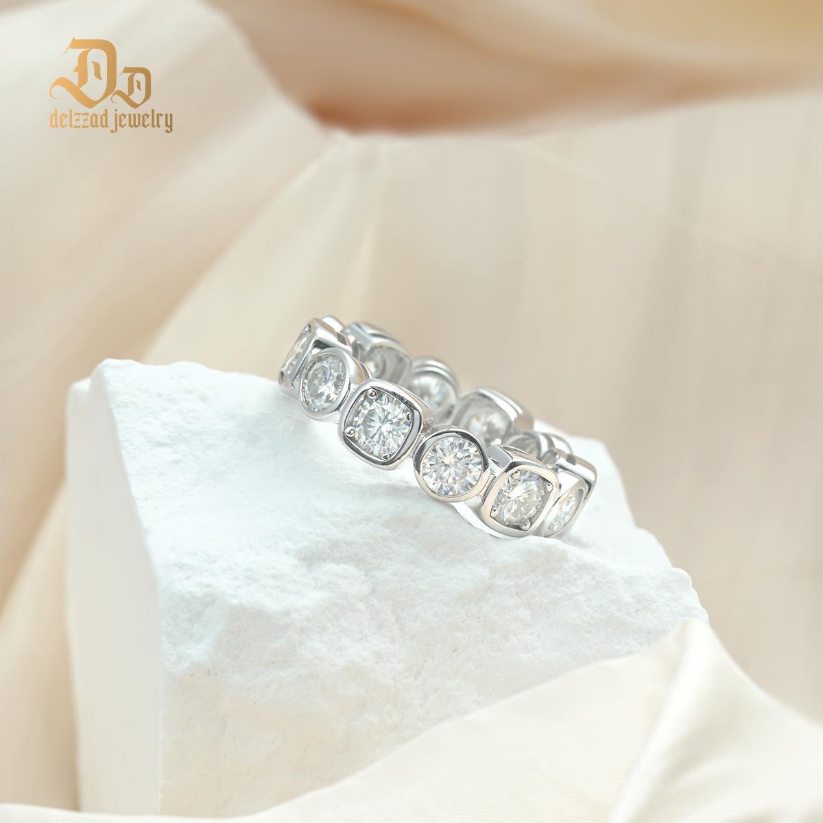 Delzzad S925 6ct Round D Color VVS Synthetic Moissanite Luxury Hip Hop Ring For Men Women