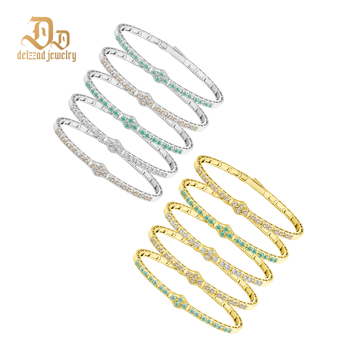 2.8ct The Crest of Love Bangle Verdant Wave Bracelet VVS Synthetic Moissanite Bracelet Bangle Copper