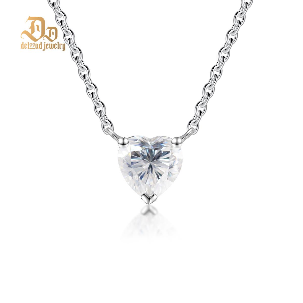 1ct Heart Cut Solitaire Necklace Synthetic Moissanite S925 Chain