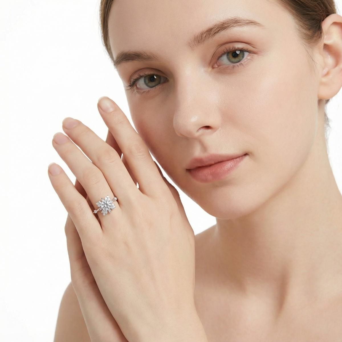 1ct Starburst Ring Daisy Cluster Band Ring VVS Synthetic Moissanite Ring Jewelry S925 Band