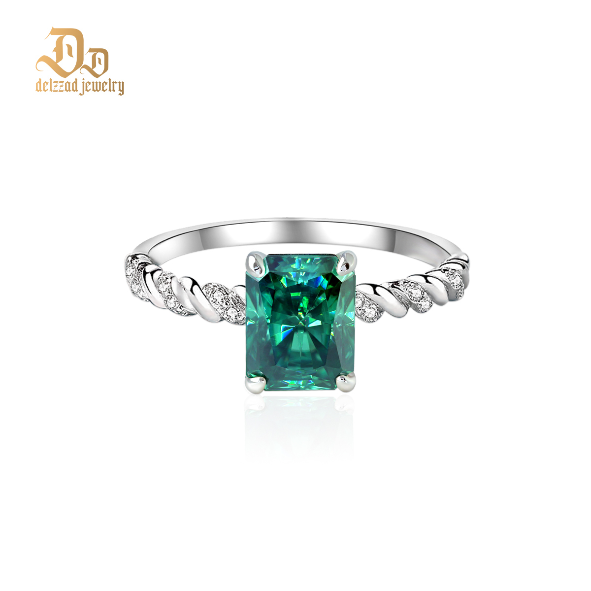 3ct Radiant Synthetic Moissanite Solitaire Twist Band Ring In 925 Sterling Silver