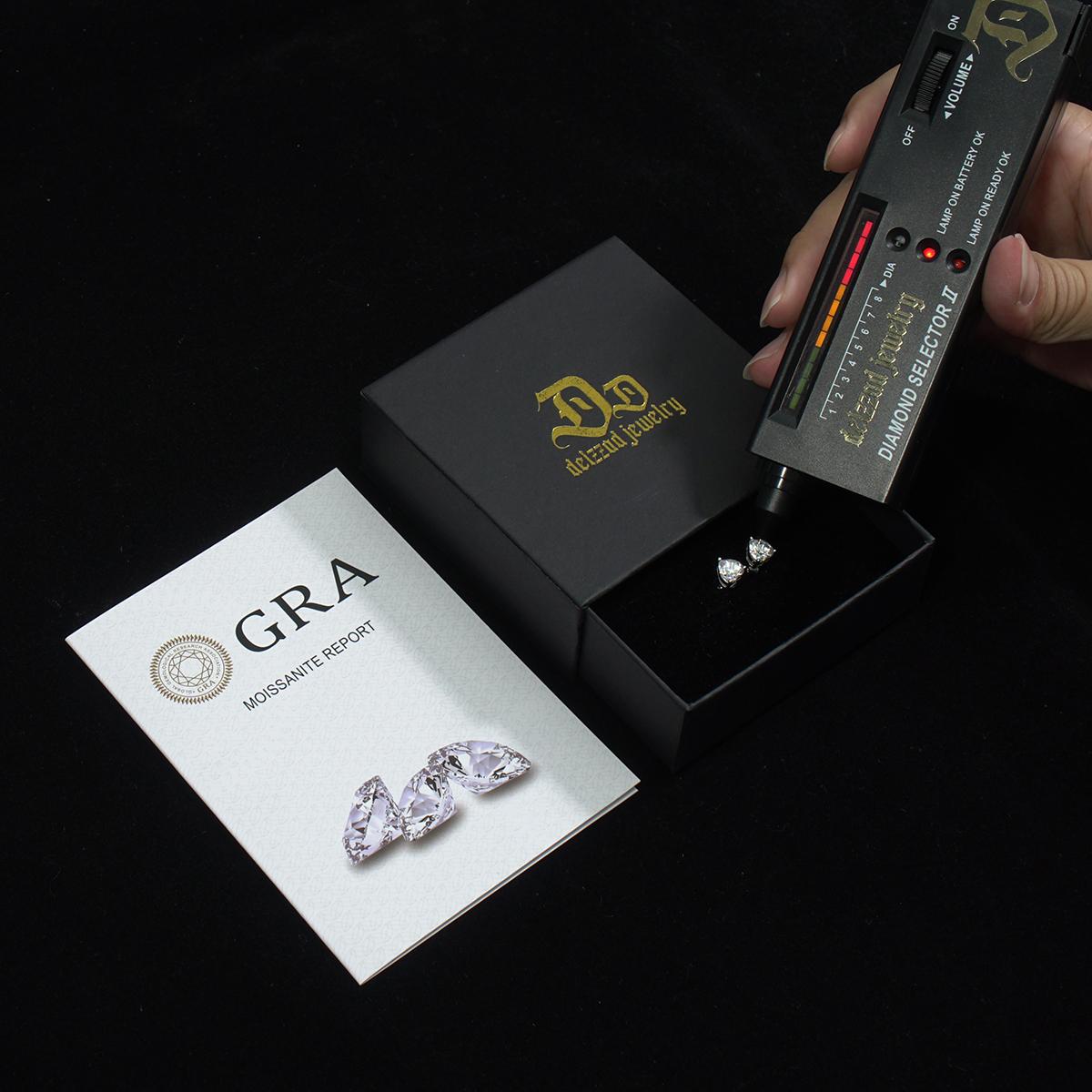 Delzzad S925 Heart Cut Synthetic Moissanite Heart Shape Solitaire Stud Earrings