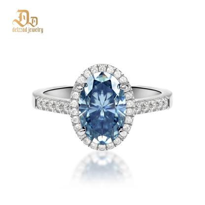 Delzzad 3ct Oval Synthetic Moissanite Promise Halo Wedding Ring In 925 Sterling Silver