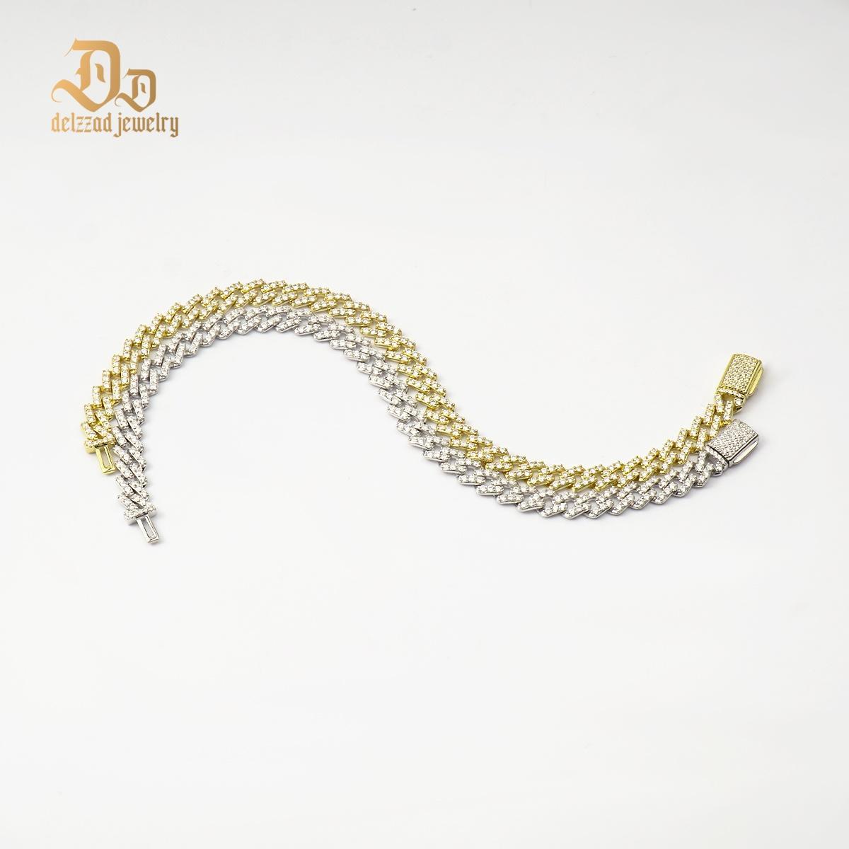 Delzzad 6.8MM Hip Hop Iced Out Cuban Link Bracelet Necklace VVS D Color Synthetic Moissanite S925 Unisex Cuban Chain Perfect for Any Occasion & Everyday Wear Birthday Anniversary Gifts