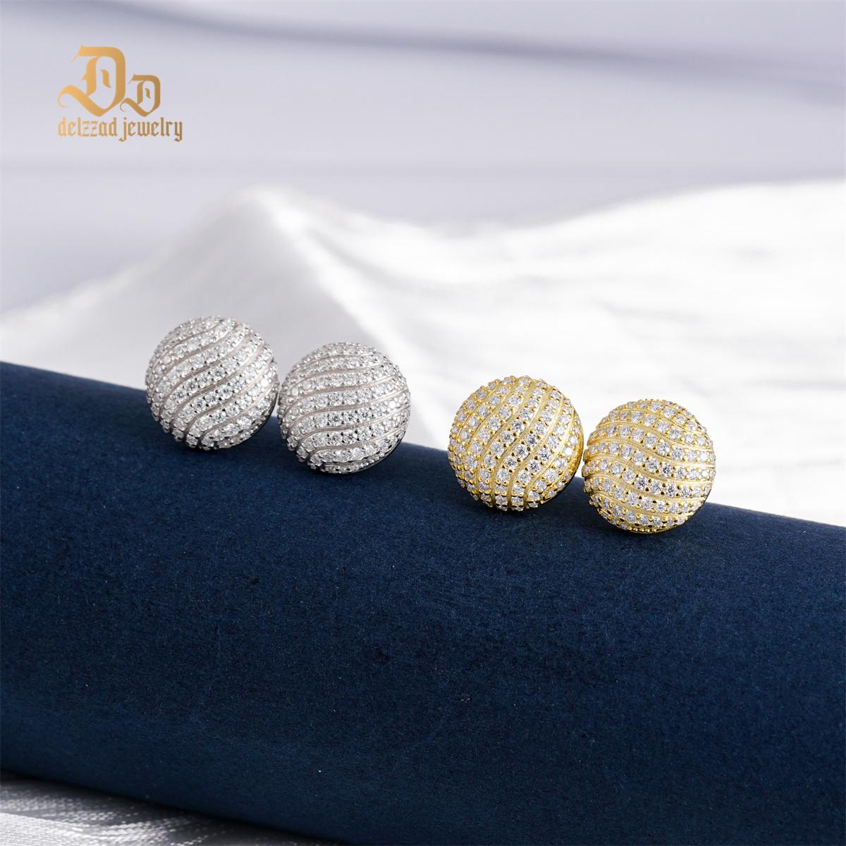 D Color Synthetic Moissanite 1.1ct Round Bling Undular Dome-Shaped Earrings
