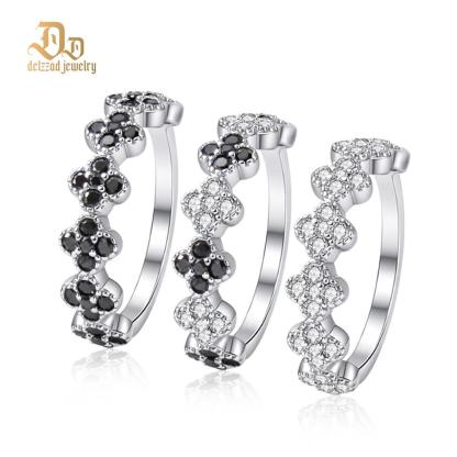 Delzzad 0.6ct Luxury Floral Eternity Band Cluster Ring Synthetic Moissanite Wedding Bands Ring S925 Sterling Silver Moissanite Jewelry Perfect Birthday Engagement Wedding Anniversary Gift