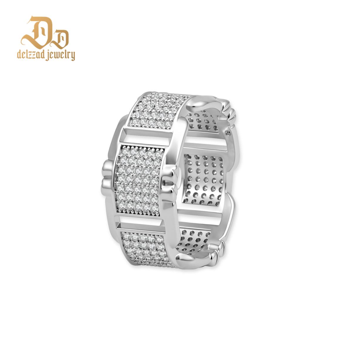 14K Gold-Plated The Icicle Band Ring Hip Hop Link Ring VVS Synthetic Moissanite Ring Exquisite Jewelry for Men Women