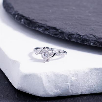 Delzzad 0.6ct Intertwined Fate Ring Wrapped in Love Band Ring Marquise Cut Engagement Ring VVS Synthetic Moissanite Ring Jewelry Copper Band