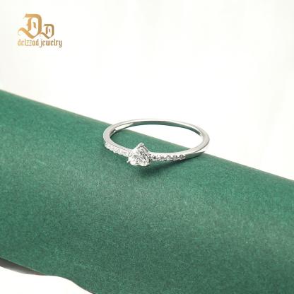 Delzzad Chic Iced Out Heart Ring Band D Color VVS Synthetic Moissanite S925 Women Ring Perfect for Engagement Wedding Anniversary Valentine's Day Gifts