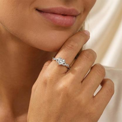 1.3ct Eternal Twined Heart Ring Twisted Band VVS Synthetic Moissanite Ring Jewelry S925 Band
