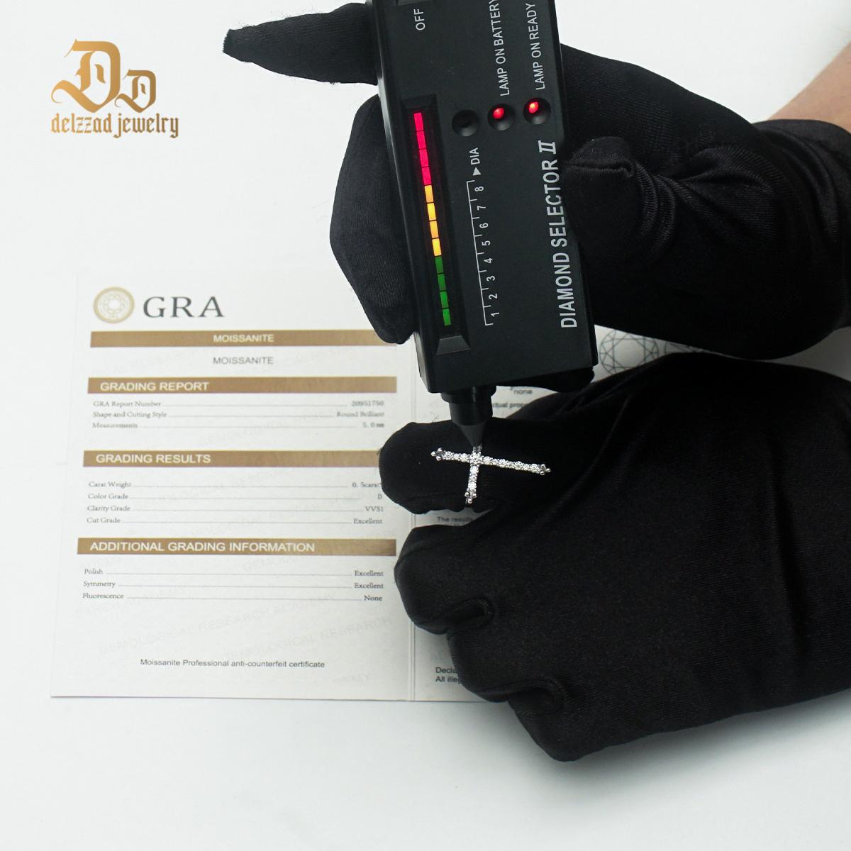 Hip Hop Cross Ring D Color VVS Synthetic Moissanite S925 Unisex Ring