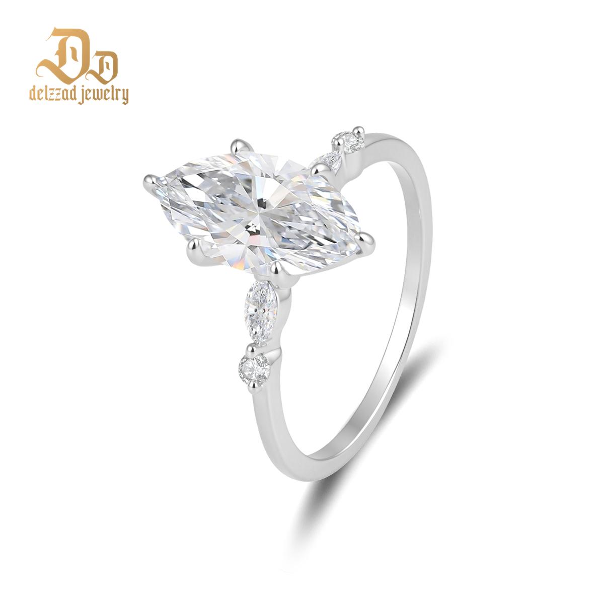14K Gold-Plated 3.2ct The Everleaf Ring Marquise Engagement Ring Band VVS Synthetic Moissanite Ring Jewelry